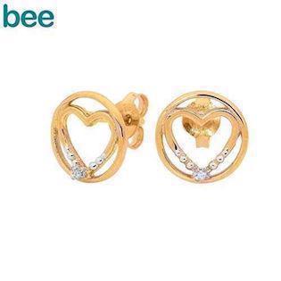 Bee Jewelry Heart in Circle 9 kt gull ørestikker glanset, modell 55575